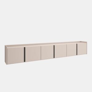 Móvel de TV, Muito espaço de arrumação, 309x35x50cm, Para televisores até 80, Suspensos, LED, Estilo moderno, Bege