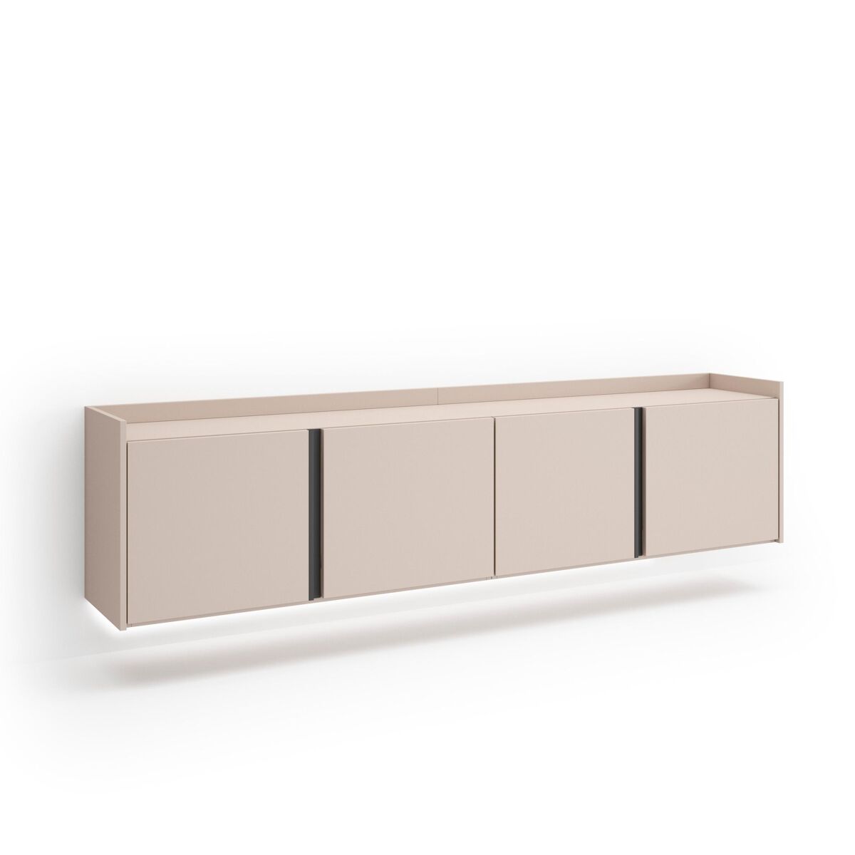 Mueble tv, televisión, muebles de salón, almacenaje, 207x35x50cm, para tv hasta 80", colgado, suspendido, led, estilo moderno, beige
