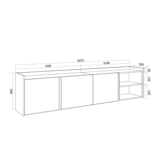 Móvel de TV, Muito espaço de arrumação, 207x35x50cm, Para televisores até 80, Suspensos, LED, Estilo moderno, Preto e Carvalho Móvel de TV, Muito espaço de arrumação, 207x35x50cm, Para televisores até 80, Suspensos, LED, Estilo moderno, Preto e Carvalho