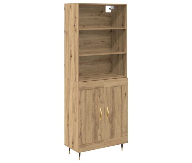 Aparador alto - mueble de almacenamiento roble artesanal 69,5 x 34 x 180 cm es1564