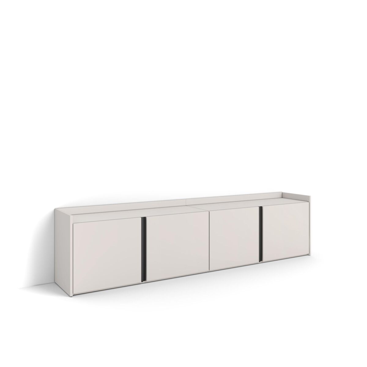 Mueble tv, televisión, muebles de salón, almacenaje, 207x35x50cm, para tv hasta 80", con almacenamiento, estilo moderno, beige