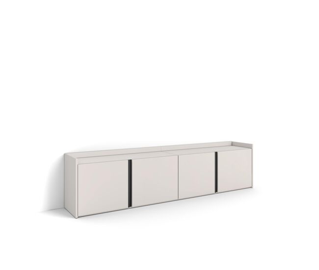 Mueble tv, televisión, muebles de salón, almacenaje, 207x35x50cm, para tv hasta 80", con almacenamiento, estilo moderno, beige