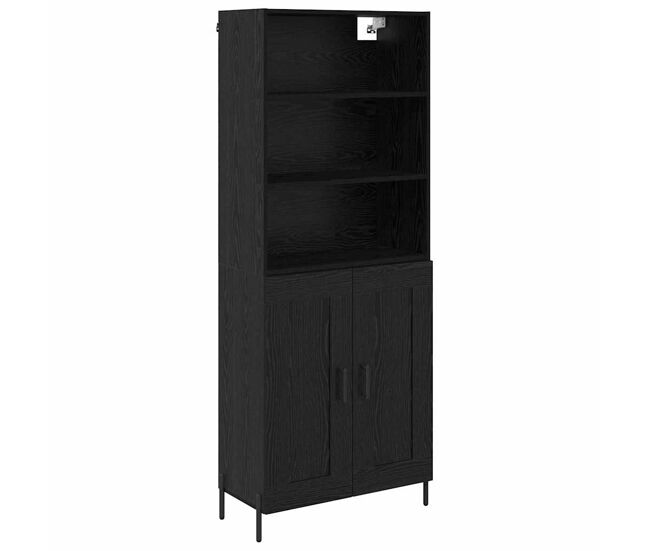 Aparador alto - mueble de almacenamiento roble negro 69,5 x 34 x 180 cm es1610