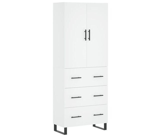 Aparador alto - mueble de almacenamiento madera contrachapada blanco 69,5x34x180 cm es656