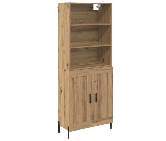 Aparador alto - mueble de almacenamiento roble artesanal 69,5 x 32,5 x 180 cm es1551