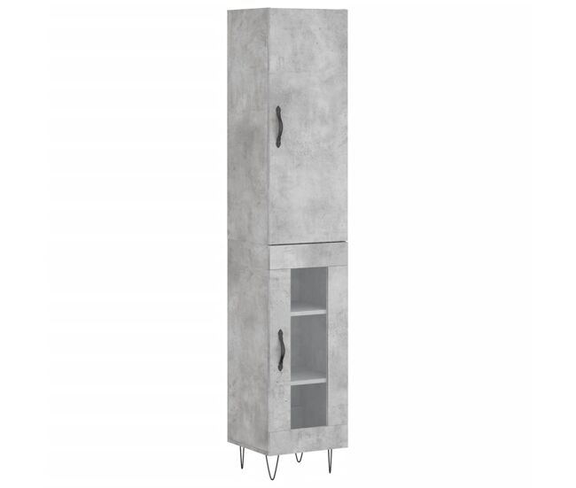 Aparador - mueble de almacenamiento de madera contrachapada gris hormigón 34,5x34x180 cm es2686