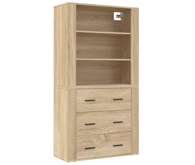 Aparador alto - mueble de almacenamiento madera contrachapada color roble es769