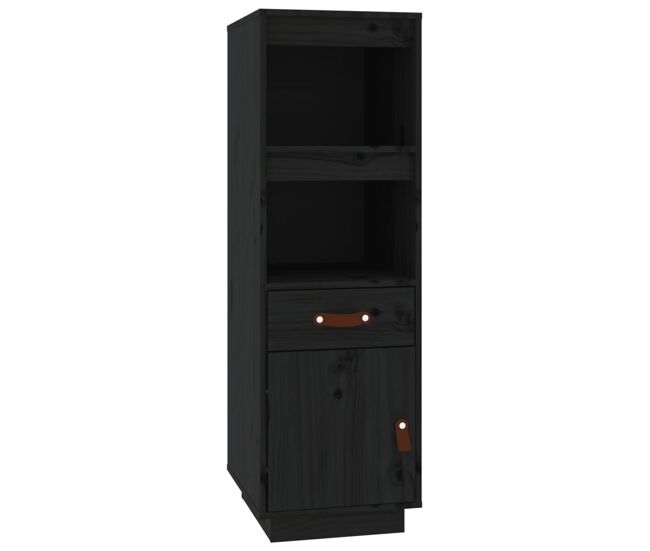 Aparador alto - mueble de almacenamiento de madera maciza de pino negro 34x40x108,5 cm es552