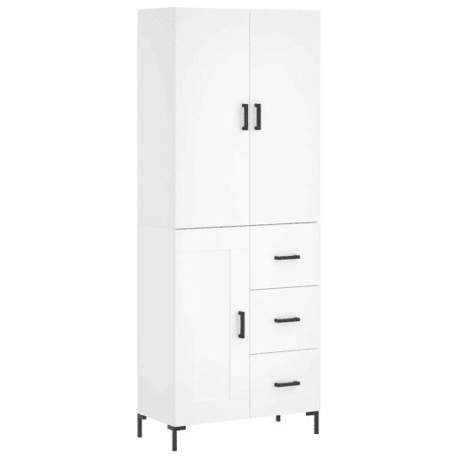 Armário alto - Bufete - Móvel de apoio 69,5x34x180 cm derivados de madeira branco pt666
