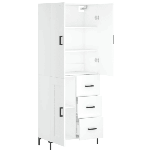 Armário alto - Bufete - Móvel de apoio 69,5x34x180 cm derivados de madeira branco pt666