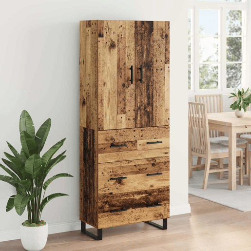 Aparador - Bufete - Móvel de apoio com gaveta 2 pcs Madeira Antiga 69,5 x 34 x 180 cm pt143