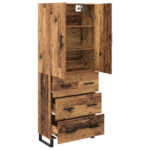 Aparador - Bufete - Móvel de apoio com gaveta 2 pcs Madeira Antiga 69,5 x 34 x 180 cm pt143
