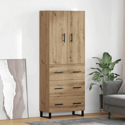 Aparador - Bufete - Móvel de apoio com gaveta 2 pcs Carvalho Artesanal 69,5 x 34 x 180 cm pt199