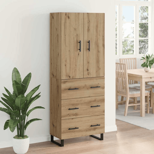 Aparador - Bufete - Móvel de apoio com gaveta 2 pcs Carvalho Artesanal 69,5 x 34 x 180 cm pt199