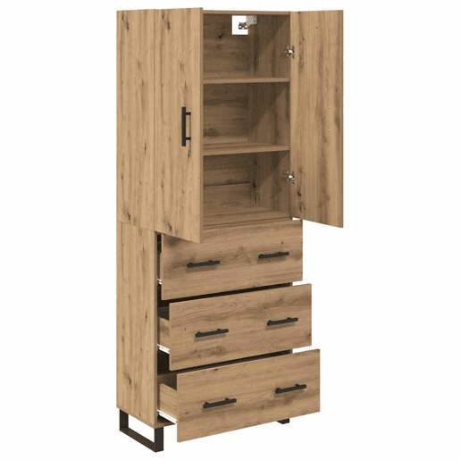 Aparador - Bufete - Móvel de apoio com gaveta 2 pcs Carvalho Artesanal 69,5 x 34 x 180 cm pt199