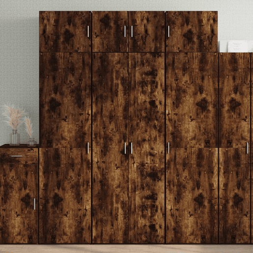 Armário alto - Bufete - Móvel de apoio 70x42,5x185 cm derivados madeira carvalho fumado pt1385