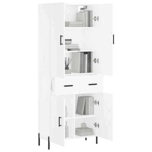 Armário alto - Bufete - Móvel de apoio 69,5x34x180 cm derivados de madeira branco pt677