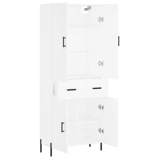 Armário alto - Bufete - Móvel de apoio 69,5x34x180 cm derivados de madeira branco pt677