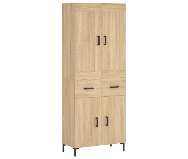Aparador alto - mueble de almacenamiento madera contrachapada color roble 69,5x34x180 cm es837