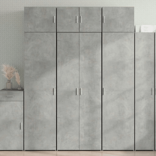 Armário alto - Bufete - Móvel de apoio 70x42,5x185 cm derivados madeira cinzento cimento pt1285