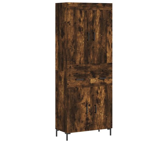 Aparador alto - mueble de almacenamiento madera contrachapada roble ahumado 69,5x34x180 cm es1195