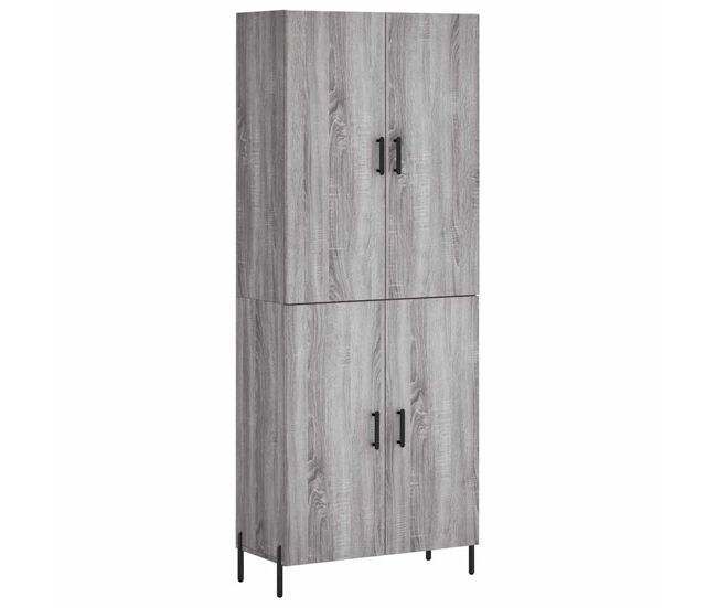 Aparador alto - mueble de almacenamiento madera contrachapada gris sonoma 69,5x34x180 cm es1077