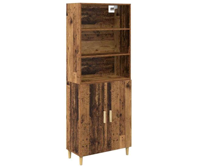 Aparador alto - mueble de almacenamiento madera envejecida 69,5 x 32,5 x 180 cm es1440