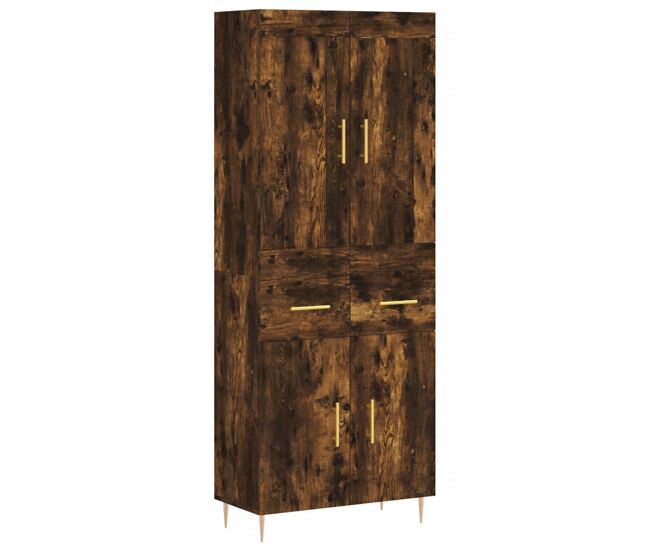 Aparador alto - mueble de almacenamiento madera contrachapada roble ahumado 69,5x34x180 cm es1194