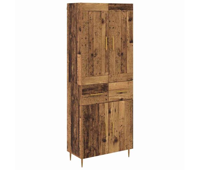 Aparador alto - mueble de almacenamiento con cajón madera envejecida 69,5 x 34 x 180 cm es384