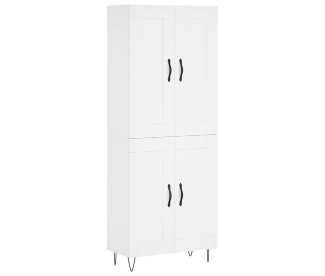 Aparador alto - mueble de almacenamiento madera contrachapada blanco 69,5x34x180 cm es718