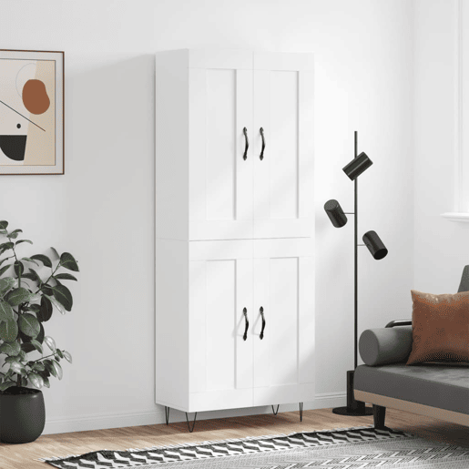 Armário alto - Bufete - Móvel de apoio 69,5x34x180 cm derivados de madeira branco pt718 Armário alto - Bufete - Móvel de apoio 69,5x34x180 cm derivados de madeira branco pt718