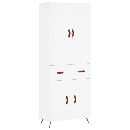 Armário alto - Bufete - Móvel de apoio 69,5x34x180 cm derivados de madeira branco pt674