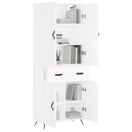 Armário alto - Bufete - Móvel de apoio 69,5x34x180 cm derivados de madeira branco pt674