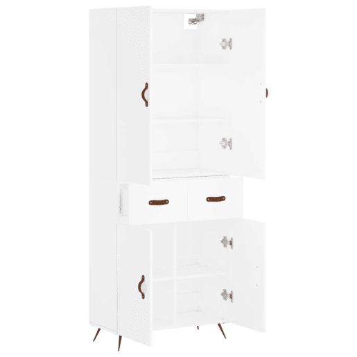Armário alto - Bufete - Móvel de apoio 69,5x34x180 cm derivados de madeira branco pt674