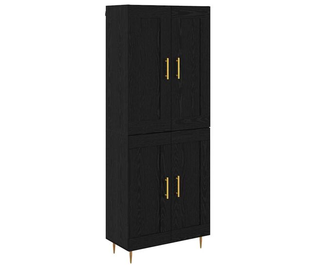 Aparador alto - mueble de almacenamiento roble negro 69,5 x 34 x 180 cm es1598