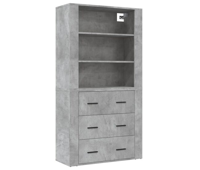 Aparador alto - mueble de almacenamiento madera contrachapada gris hormigón es852