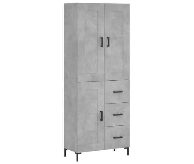 Aparador alto - mueble de almacenamiento madera contrachapada gris hormigón 69,5x34x180 cm es980