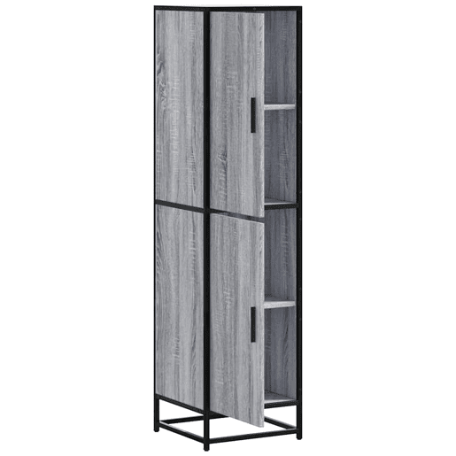 Armário alto - Bufete - Móvel de apoio 35,5x35x139 cm madeira e metal cinza sonoma pt1479