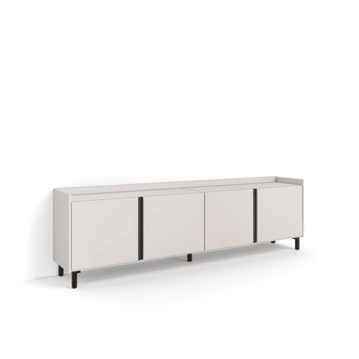 Móvel de TV, Muito espaço de arrumação, 207x35x61cm, Para televisores até 80, Design industrial, Estilo moderno, Bege