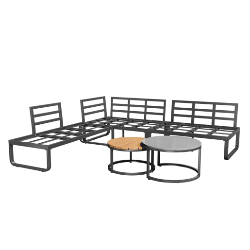 Conjunto de jardim com 2 sofás,cadeira e mesa de centro,cinza Conjunto de jardim com 2 sofás,cadeira e mesa de centro,cinza