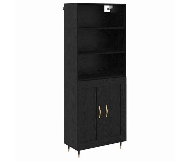 Aparador alto - mueble de almacenamiento roble negro 69,5 x 34 x 180 cm es1605
