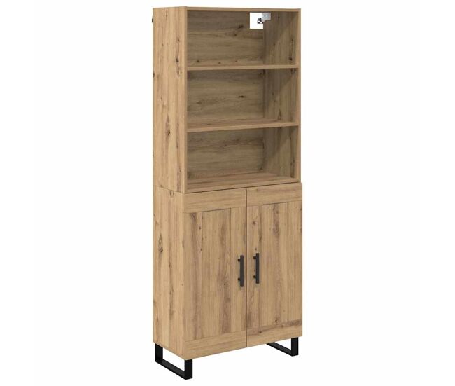 Aparador alto - mueble de almacenamiento roble artesanal 69,5 x 34 x 180 cm es1569