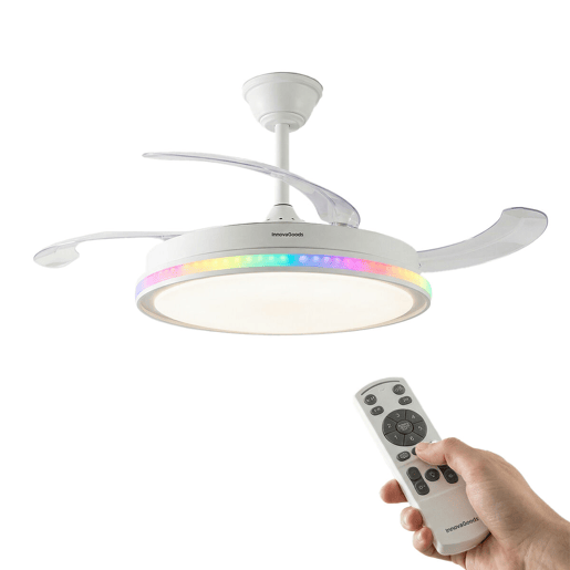 Ventoinha de teto com LED RGB e controlo remoto InnovaGoods