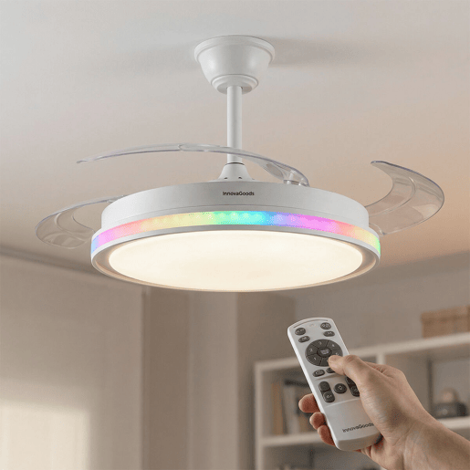 Ventoinha de teto com LED RGB e controlo remoto InnovaGoods