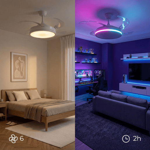Ventoinha de teto com LED RGB e controlo remoto InnovaGoods