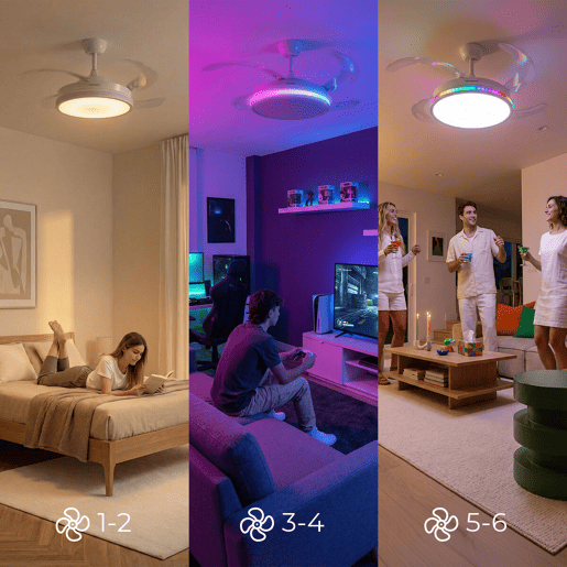 Ventoinha de teto com LED RGB e controlo remoto InnovaGoods