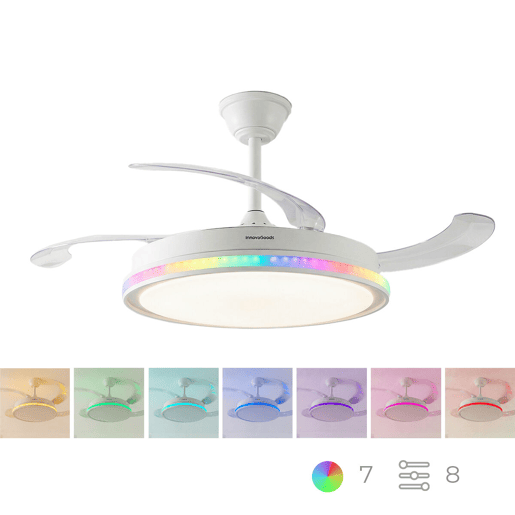 Ventoinha de teto com LED RGB e controlo remoto InnovaGoods