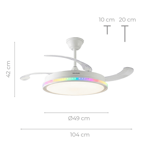 Ventoinha de teto com LED RGB e controlo remoto InnovaGoods