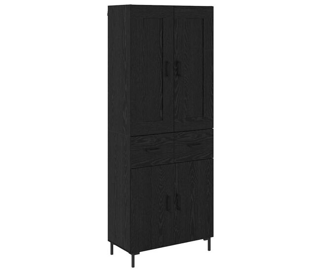 Aparador alto - mueble de almacenamiento con cajón 2 pcs roble negro madera de ingeniería es365