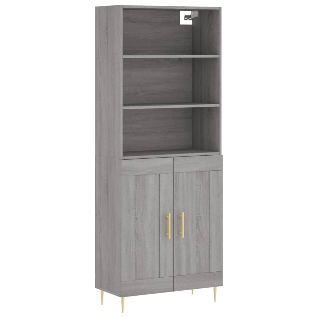 Aparador alto - Mueble de almacenamiento 69 Roble/ Gris